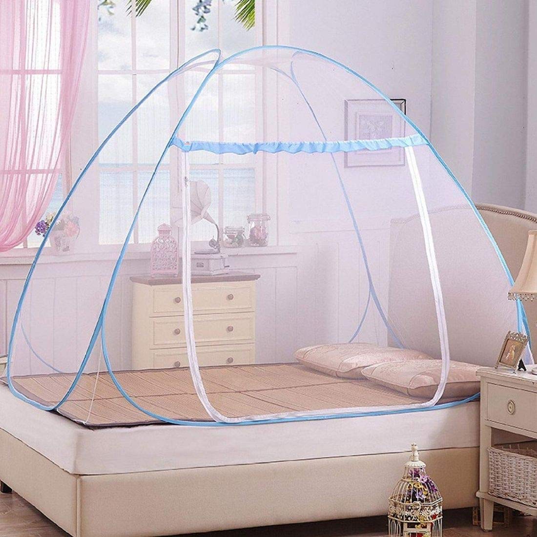 Heart Home Polyester Foldable Mosquito Net Tent,Double Bed, Queen Size, 6.5 Ft X 5.5 Ft (Blue), King (F_26_HEARTH016879) (B08WK795TW) Amazon Price History, Amazon Price Tracker