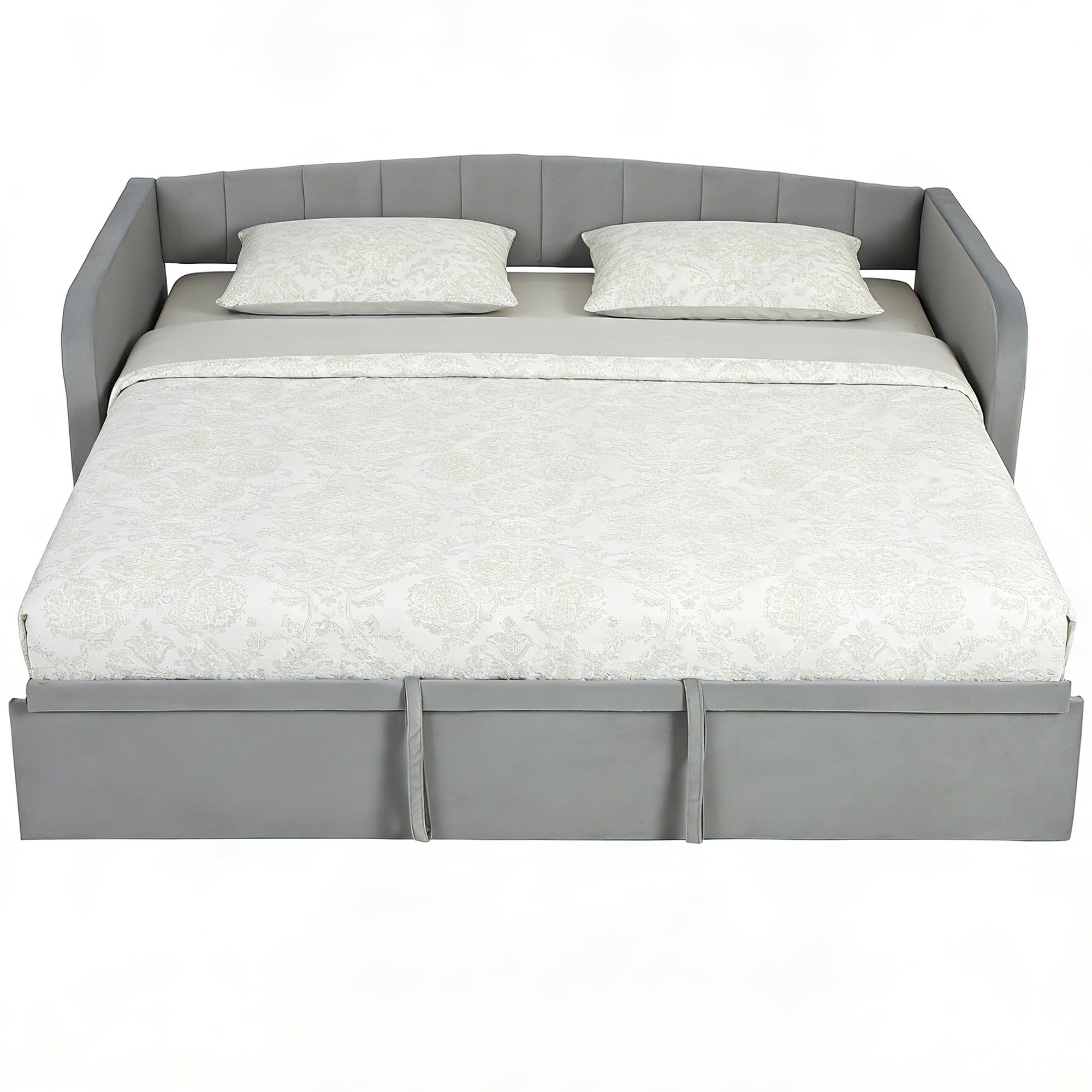 HOMCOM Struttura Letto 90/180x190 cm Estraibile Convertibile Grigio Chiaro