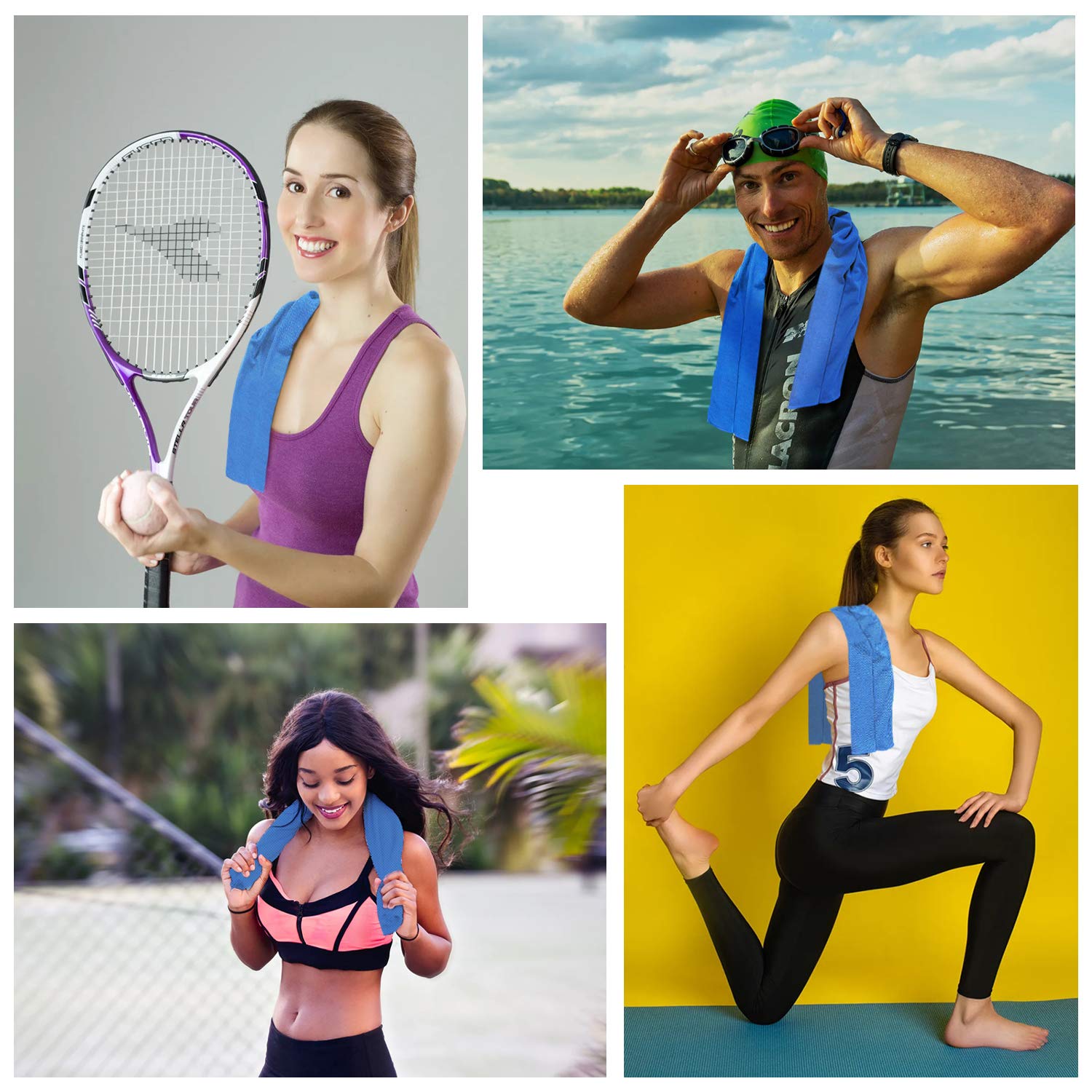 Yisscen 10 pezzi Asciugamano di raffreddamento, Raffreddamento asciugamano in microfibra, Asciugamano Rinfrescante, per sport fitness yoga, golf, campeggio, spiaggia, allenamento, viaggio