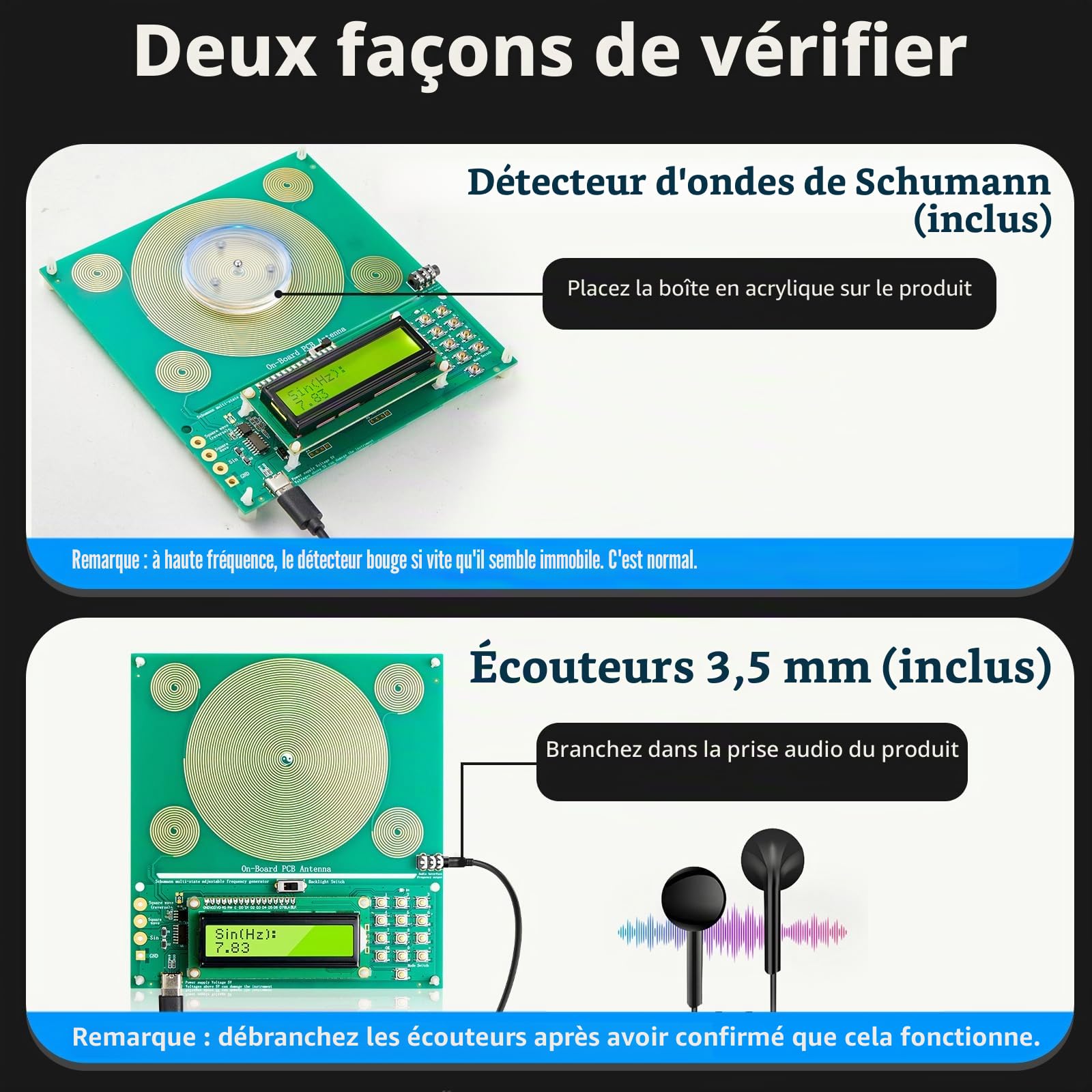Générateur de Fréquence Schumann 7,83Hz 0,01Hz-200kHz USB-C Réglable pour Chambre Bureau
