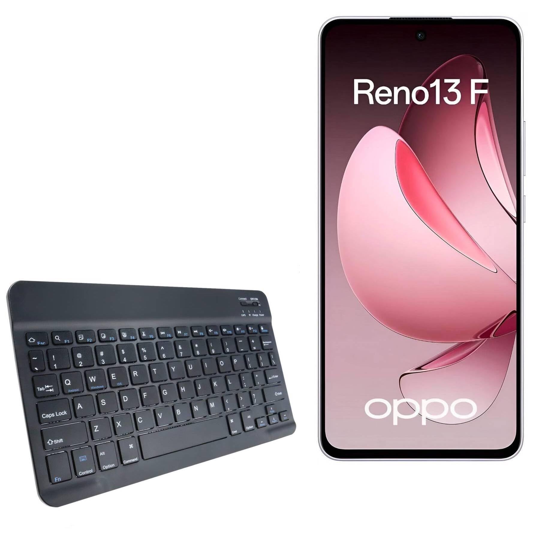 BoxWave Keyboard Compatible with Oppo Reno13 F 4G - SlimKeys Bluetooth Keyboard, Portable Thin with Chiclet-Style Keys - Jet Black