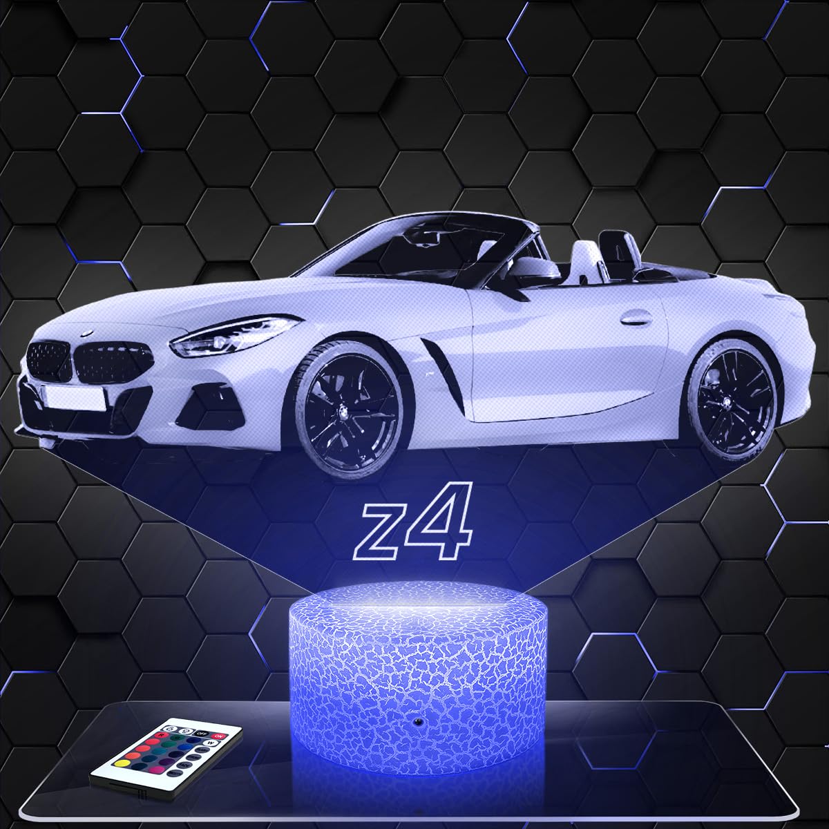 Lampephoto.fr - Auto BM Z4 3D Lampe, Touch Nachtlicht, Auto Geschenk, Supercar Tuning, 3D Led Illusion Geschenkidee Weihnachten Geburtstag Junge, Dekoration Kinder und Erwachsenenzimmer