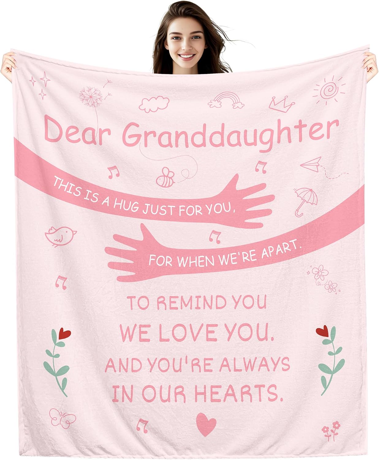 Dear Granddaughter This is a hug just for you for when we're apart To remind you we love you And you're always in our hearts Granddaughter's Throw Blanket Gift from Grandparents for Birthday Christmas