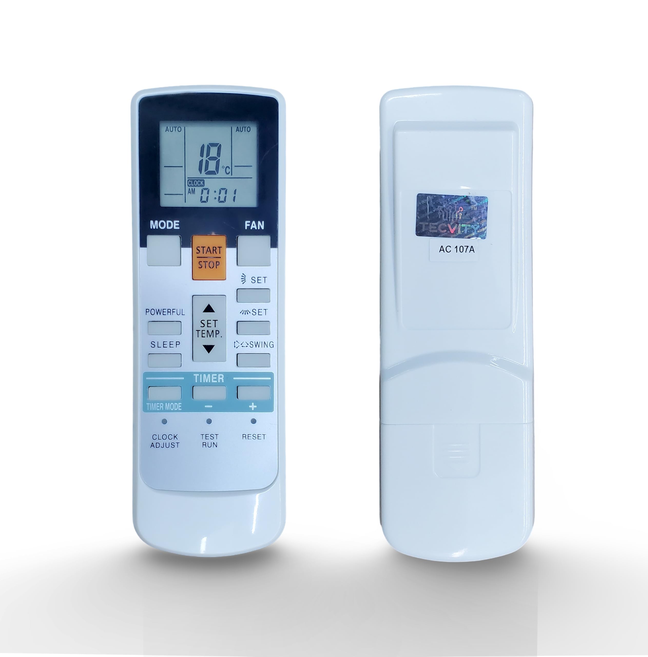 TECVITY Remote No.107A for O General Split AC Model No AR-RAJ1E