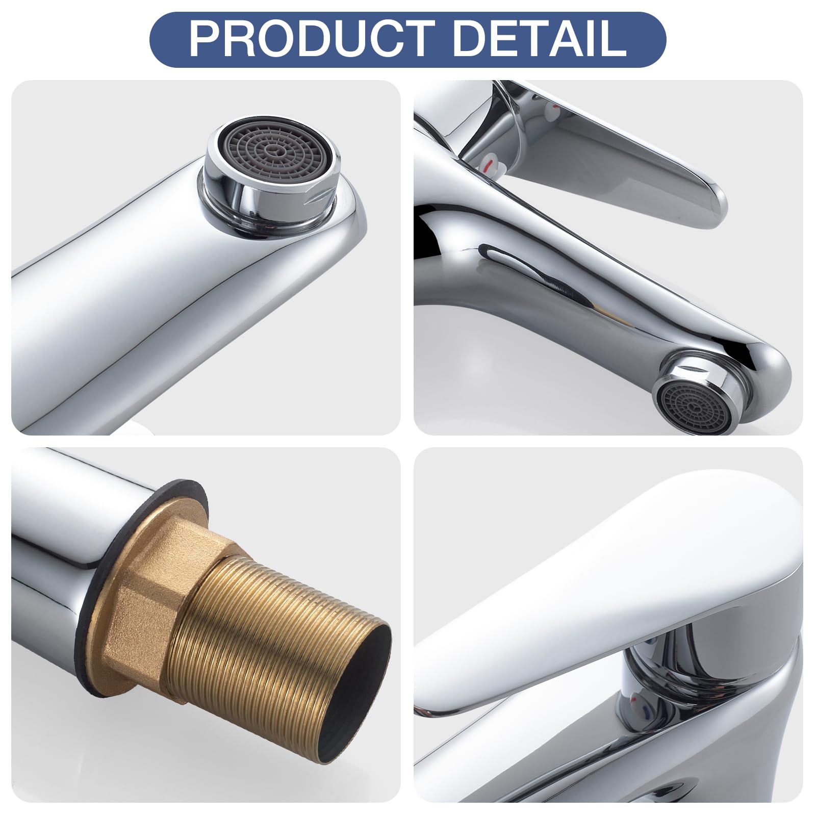 Chrome Basin Mixer Taps Single Handle Bathroom Sink Tap - Image 4