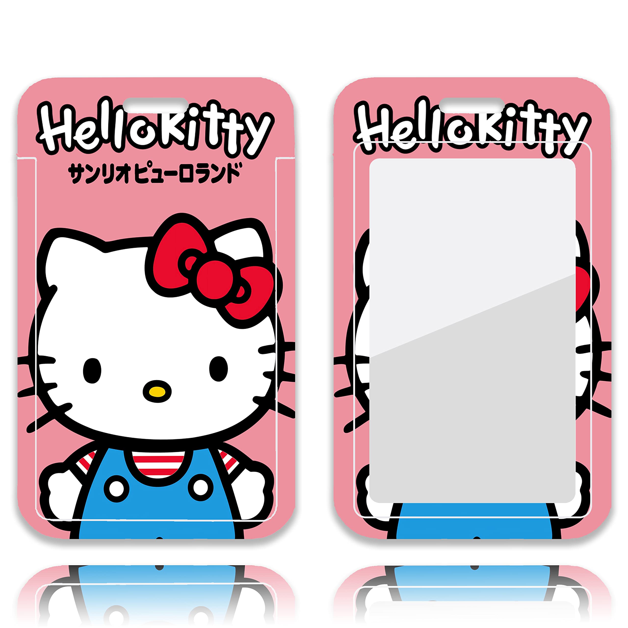 Slide Open Hallo Badge Holder Kitty ID Badge Holder Hard Plastic Vertical ID Card Holder with Clear Window by Immeasurable