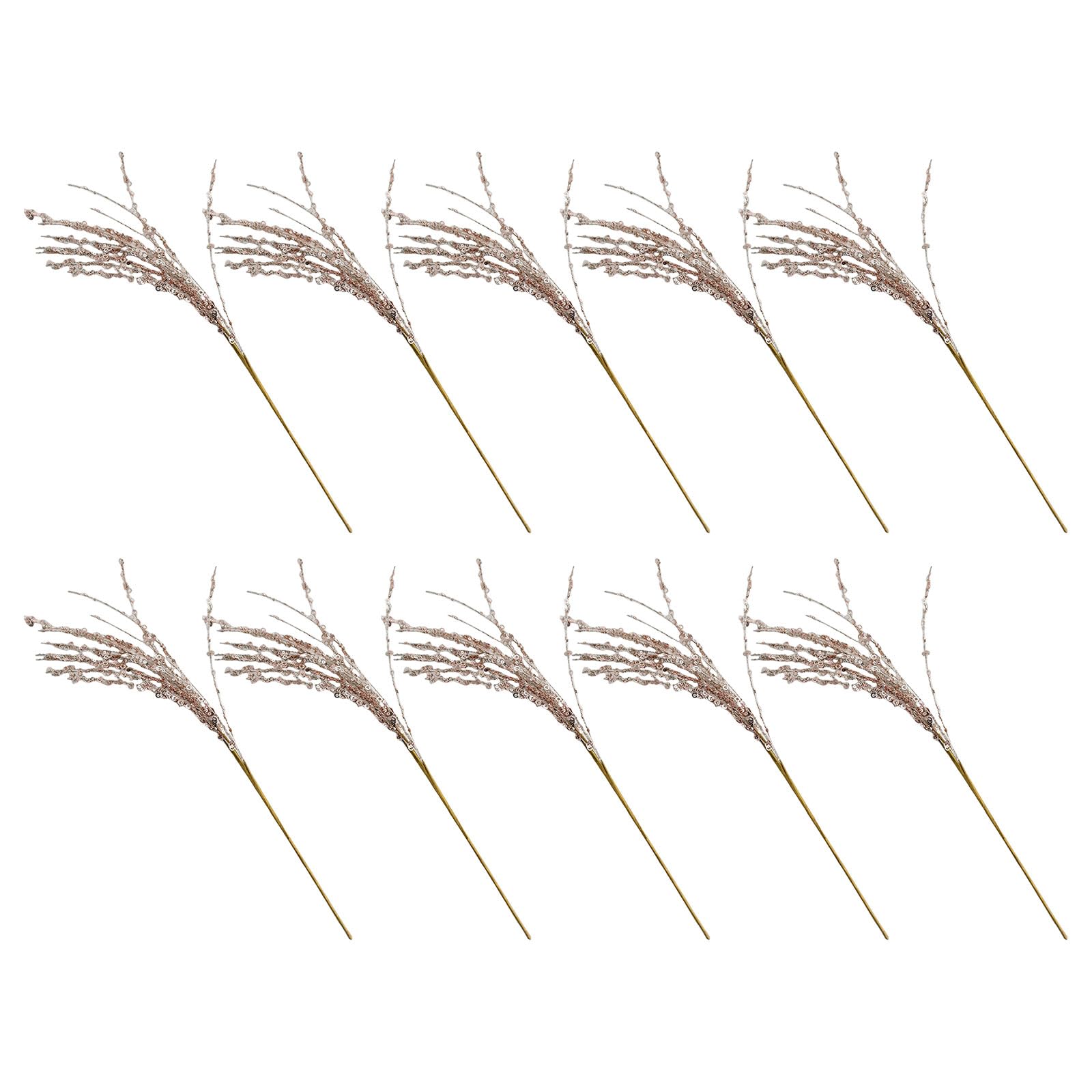 Msioytog Champagne 10Pcs Shimmering Berries Branch Adornment Berries Picks For Creative Christmas Tree And Festival Home Decorations Silver Tree Picks