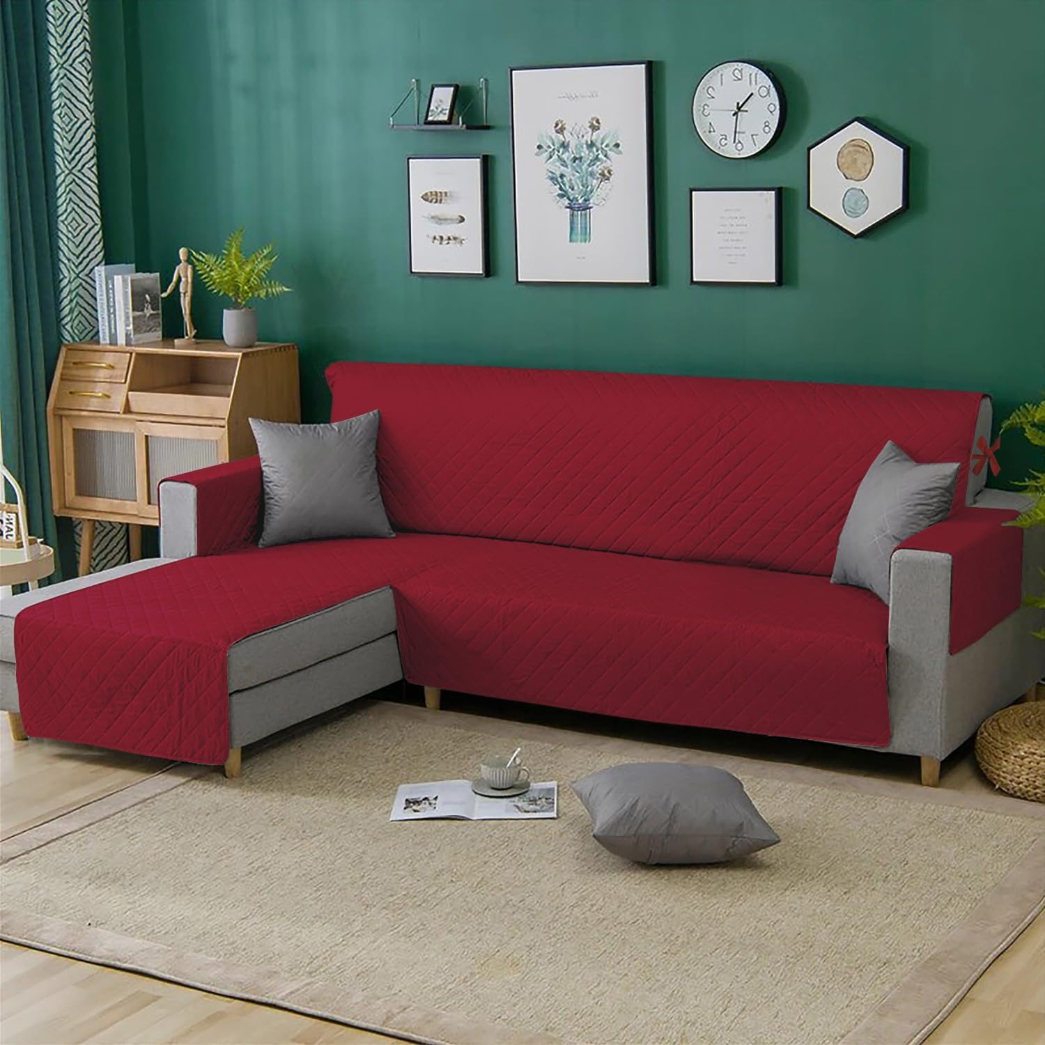 Salvadivano Con Penisola Reversibile DESIDERI, Idrorepellente E Antimacchia, 4 Posti Bordeaux - 4