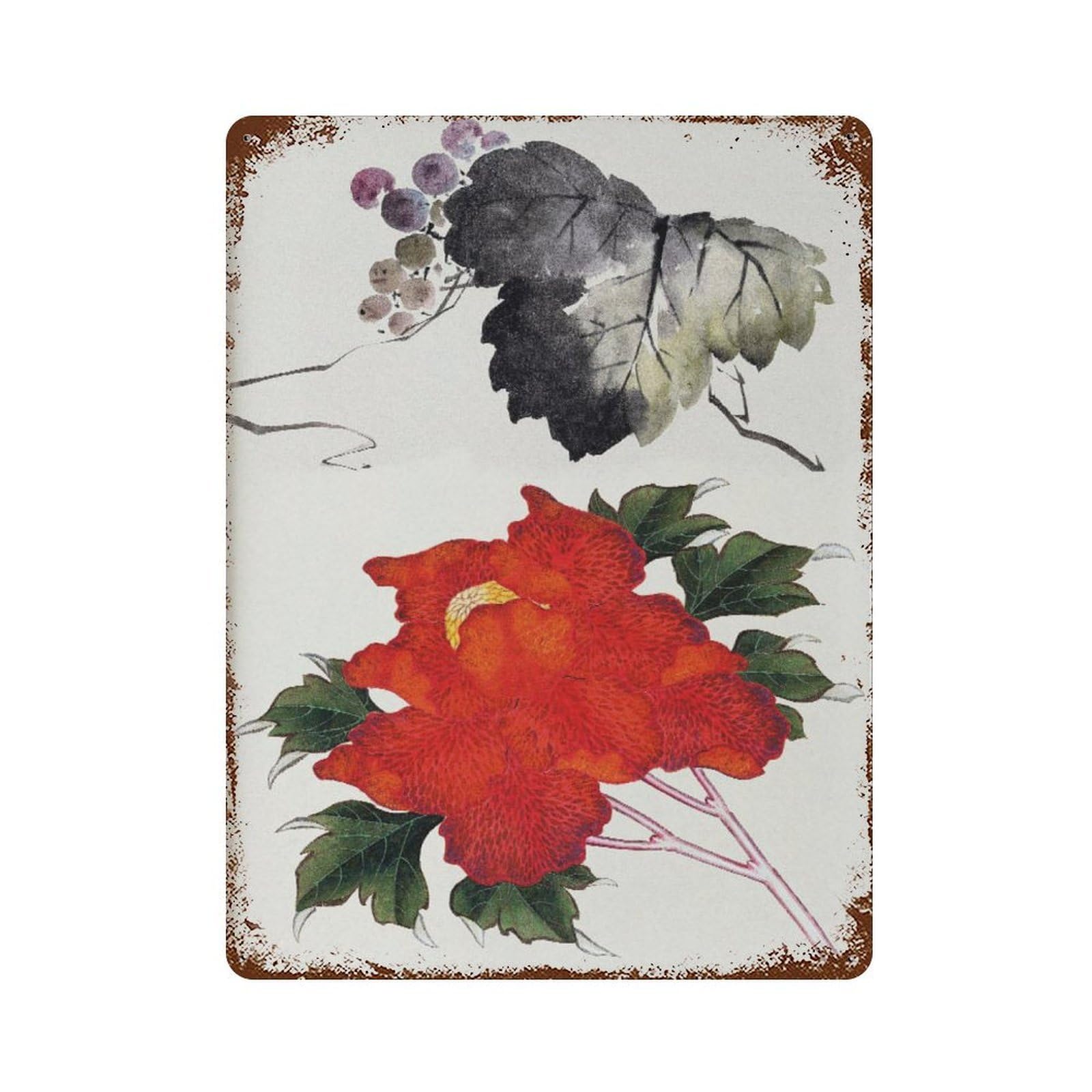 xiaoxiaoshen Hokusai Flower Japanese Decor Wall Decor Art Metal Tin Poster Modern Home Decor Art Home Bar Shop Decorations Vintage Sign 40x30cm