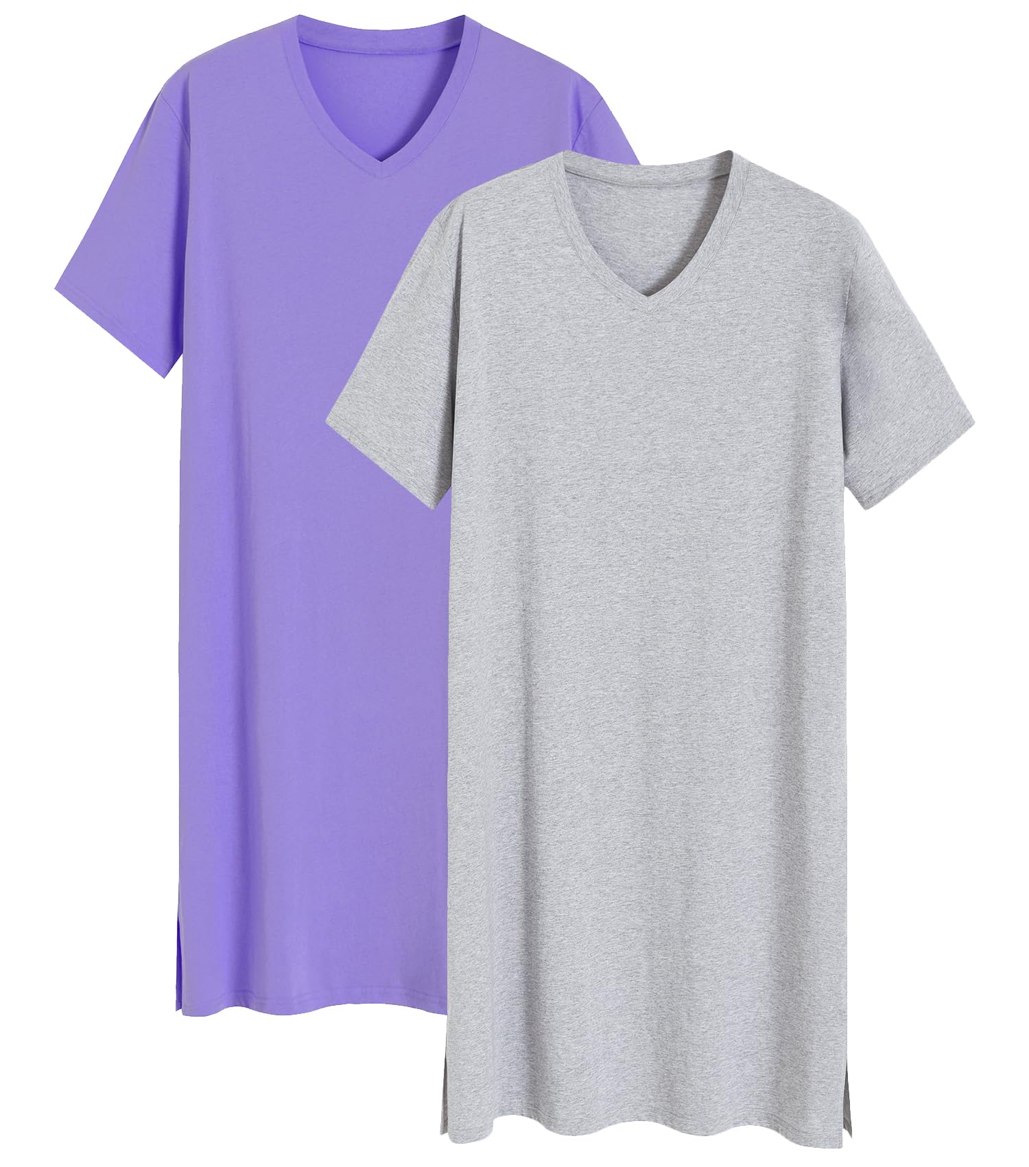 Latuza Men's 2 Pack Nightshirt Cotton Sleep Shirt Nightgown