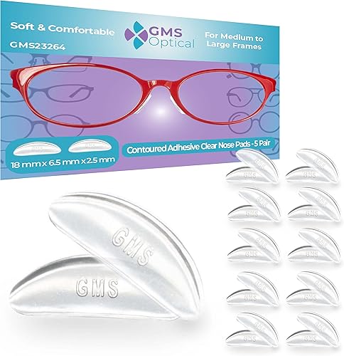 GMS Optical 0.98 pulgadas Almohadillas de nariz para anteojos antideslizantes de suave silicona moldeada adhesiva con apoyo súper adherente - 5