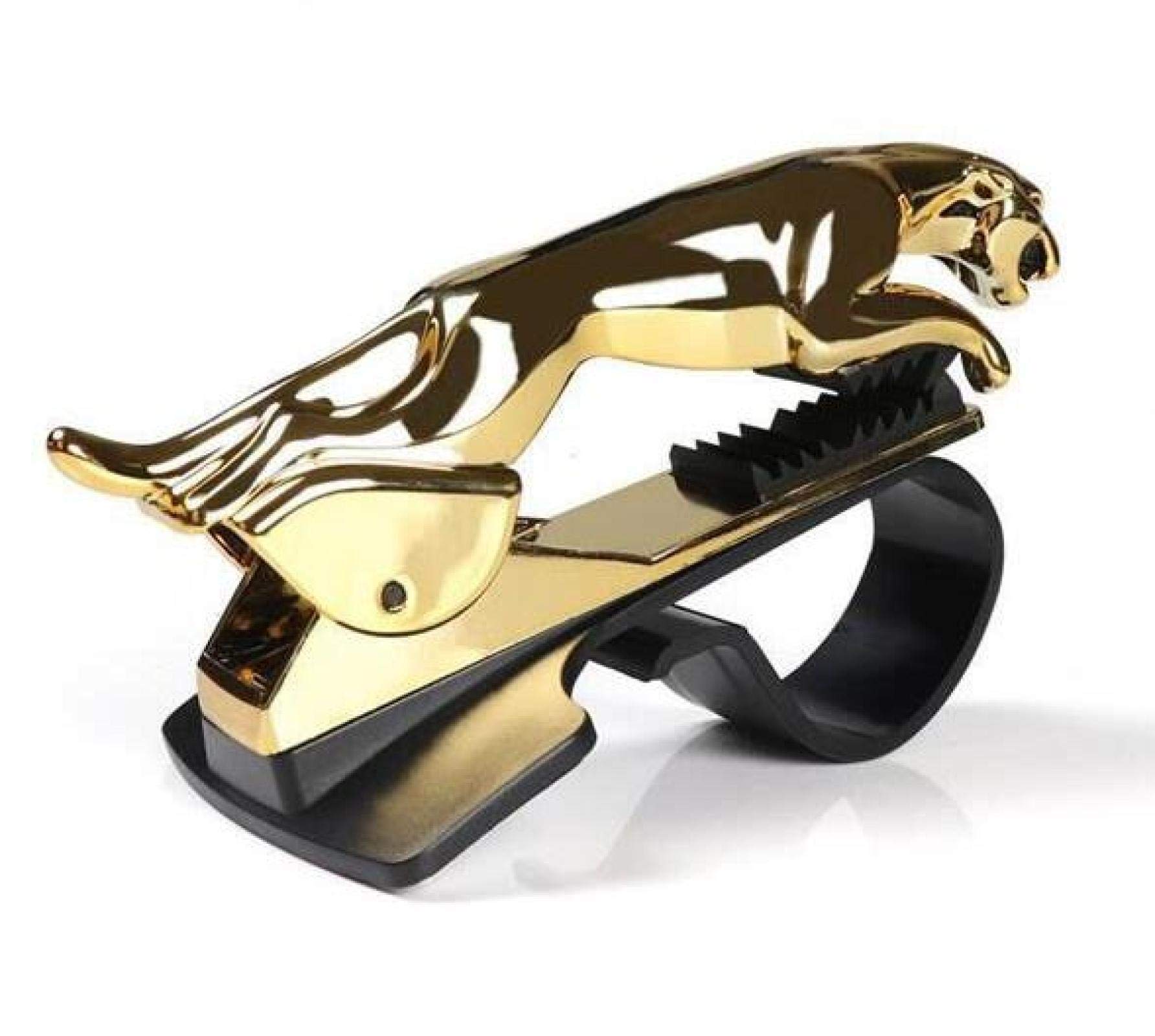 LINYIN 360 Degree Car Jaguar Bracket Cell Mount Stand, Car Dashboard Phone Holder Multi-function Universal GPS Stand buckle Bracket Gold