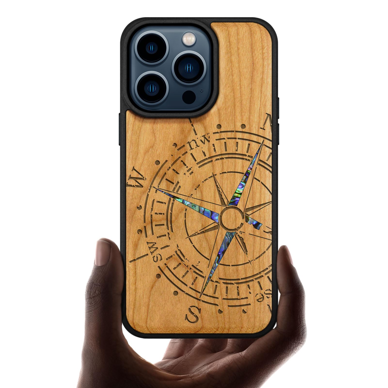 Carveit Wooden Case for iPhone 15 Pro Magnetic Case, Compatible with MagSafe Wireless Chargers, Shockproof Cover, Handmade Shell Inlaid & Wood Artisan