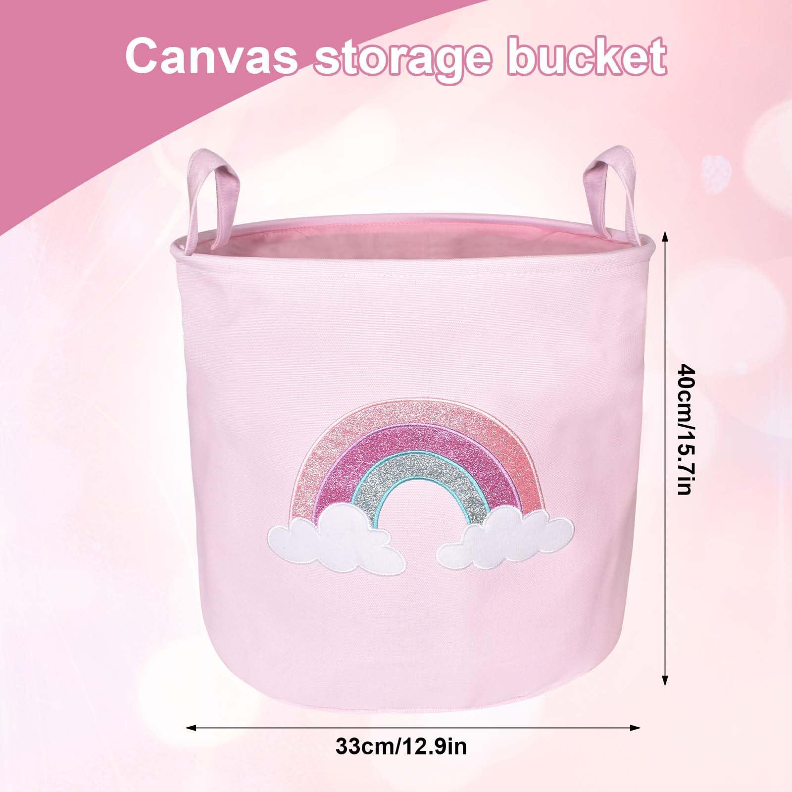 Lunaanda Baby Laundry Basket, Kids Washing Basket Baby Clothes Hamper Pink Laundry Hamper - Image 2