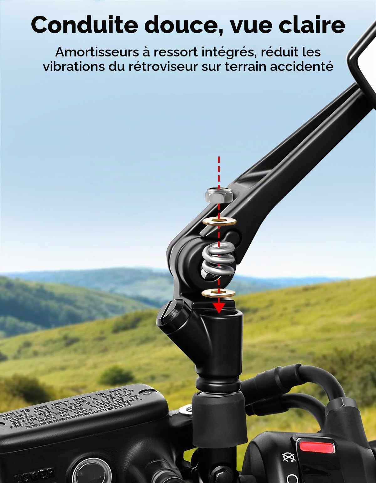 KEMIMOTO Rétroviseurs Moto Homologués avec Base de Fixation Téléphone, 2 Rétroviseur Moto Universels M10, 7/8" 22 mm Pliables Rétroviseurs Latéraux Alliage D'aluminium pour Scooter Roadsters Quad ATV