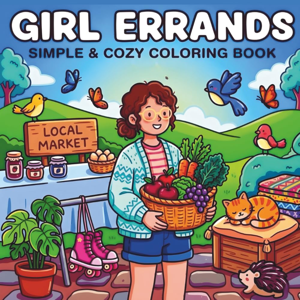 Girl Errands Coloring Book: Simple & Cozy Scenes Featuring Daily Life for Teens and Adults | Stress Relief & Relaxation