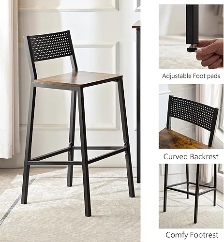 Miniatura 3 de Juego de mesa de comedor de 3 piezas industriales para 2, mesa de comedor de altura de encimera de cocina con base de mesa ajustable para bares,