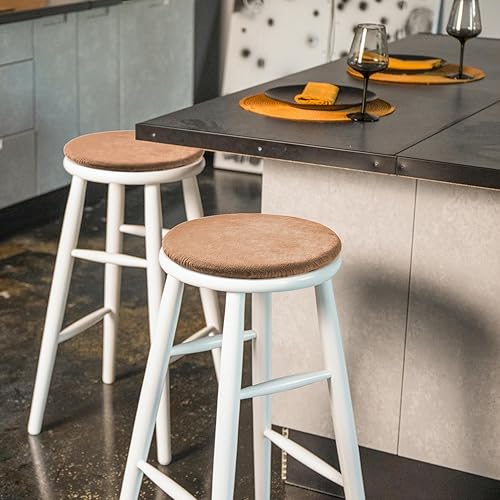 Miniatura 6 de Gumcoly Cojín de espuma viscoelástica para silla de cocina, lavable, antideslizante, cojín redondo con respaldo de goma para mesa de comedor, sillas