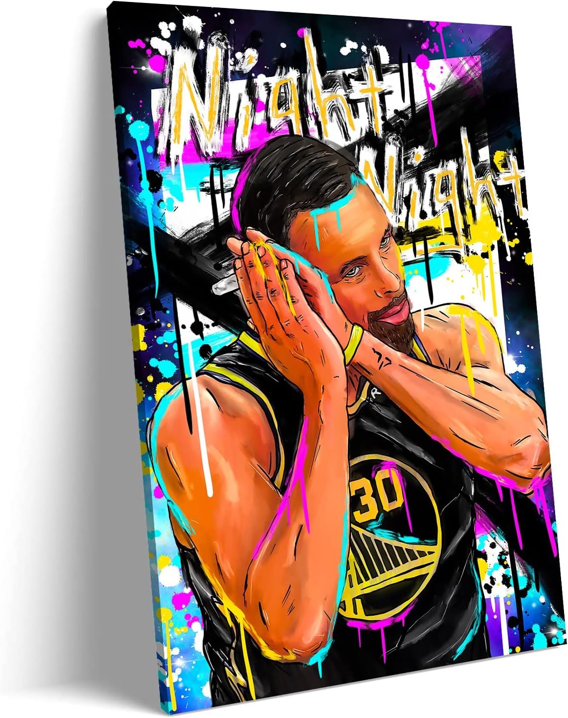XGATML Aeiniwer Steph Curry Night Night Poster Basketball Posters Print Canvas Wall Art Decor for Boys Room Bedroom Large Painting Picture NOUCAN (16x24inch No Framed,A)