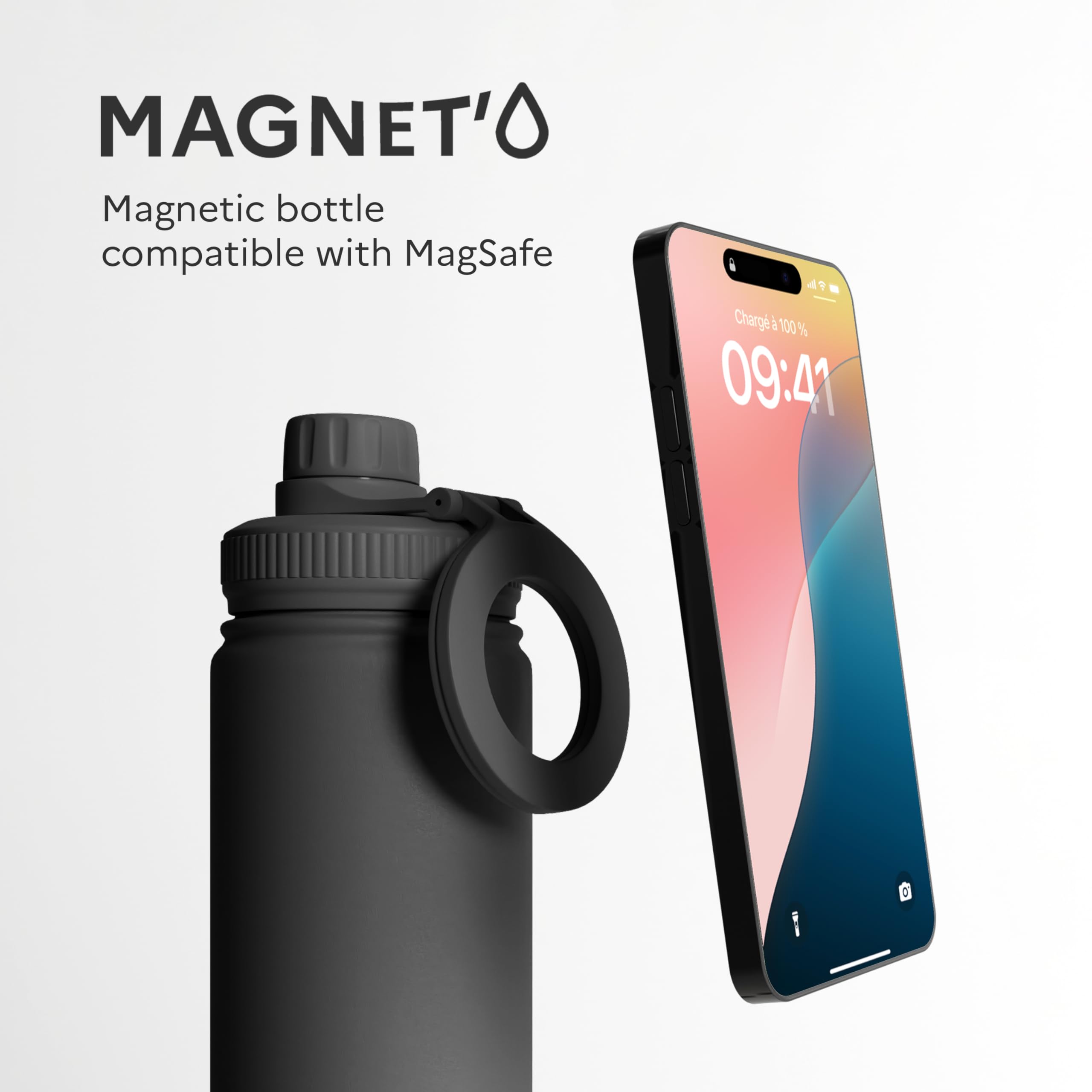 Magnet’O WELL & BODY Magnetic 750mL Insulated Water Bottle with Magnetic Phone Holder Compatible with MagSafe - Image 2