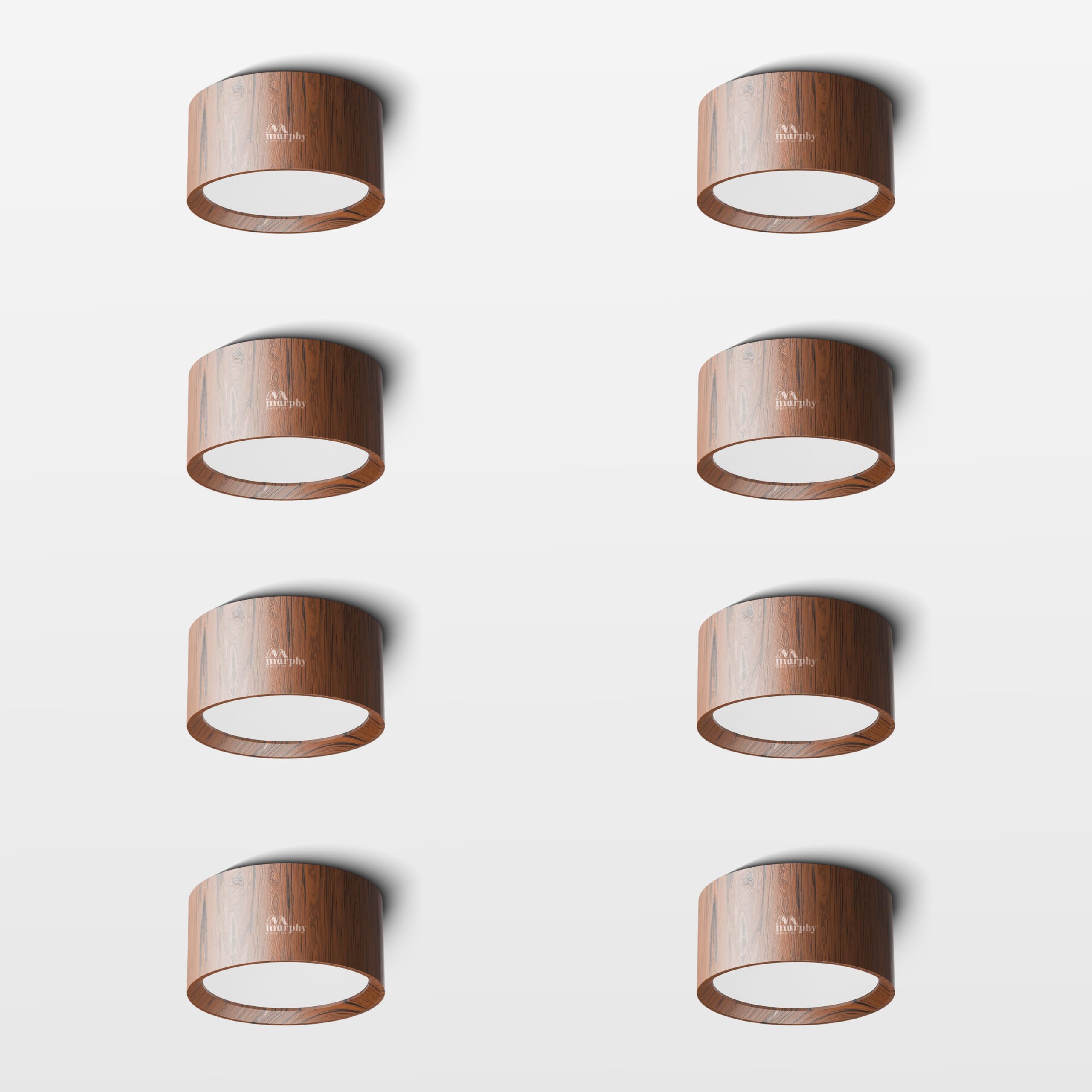 Murphy 3W LED Disc Surface Light Wood Finish | Warm White 3000K | Up to 300 Lumens | Aluminium Body | BIS Approved | 2 Year Warranty | Pack of 8