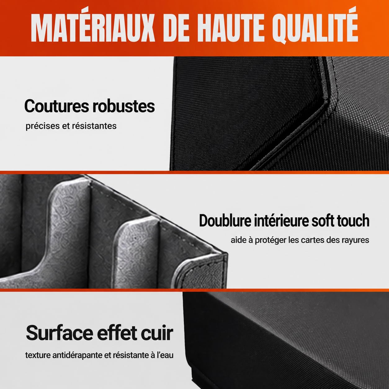 GECO® Boîte de rangement pour plus de 2400 cartes à collectionner – Noire | Deck box magnétique avec 12 séparateurs et 4 cales-cartes – Boîte premium pour cartes et accessoires