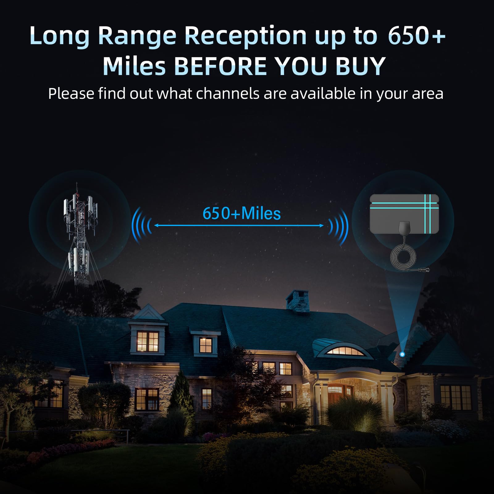 TV Ariels Indoor,650+ Miles Range Indoor TV Aerial for Smart TV and Older with Signal Booster - Digital Aeria for Local Channels Support HD 4K 1080P -16.4ft Aerial Cable (Classic Black) - 2