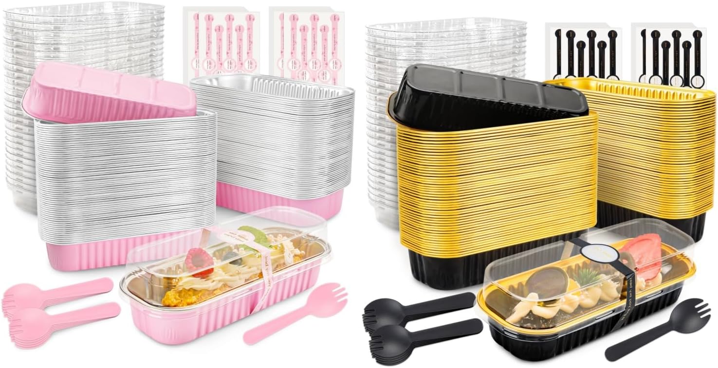 bundle of 240 Pack Mini Loaf Pans with Lids and Spoons