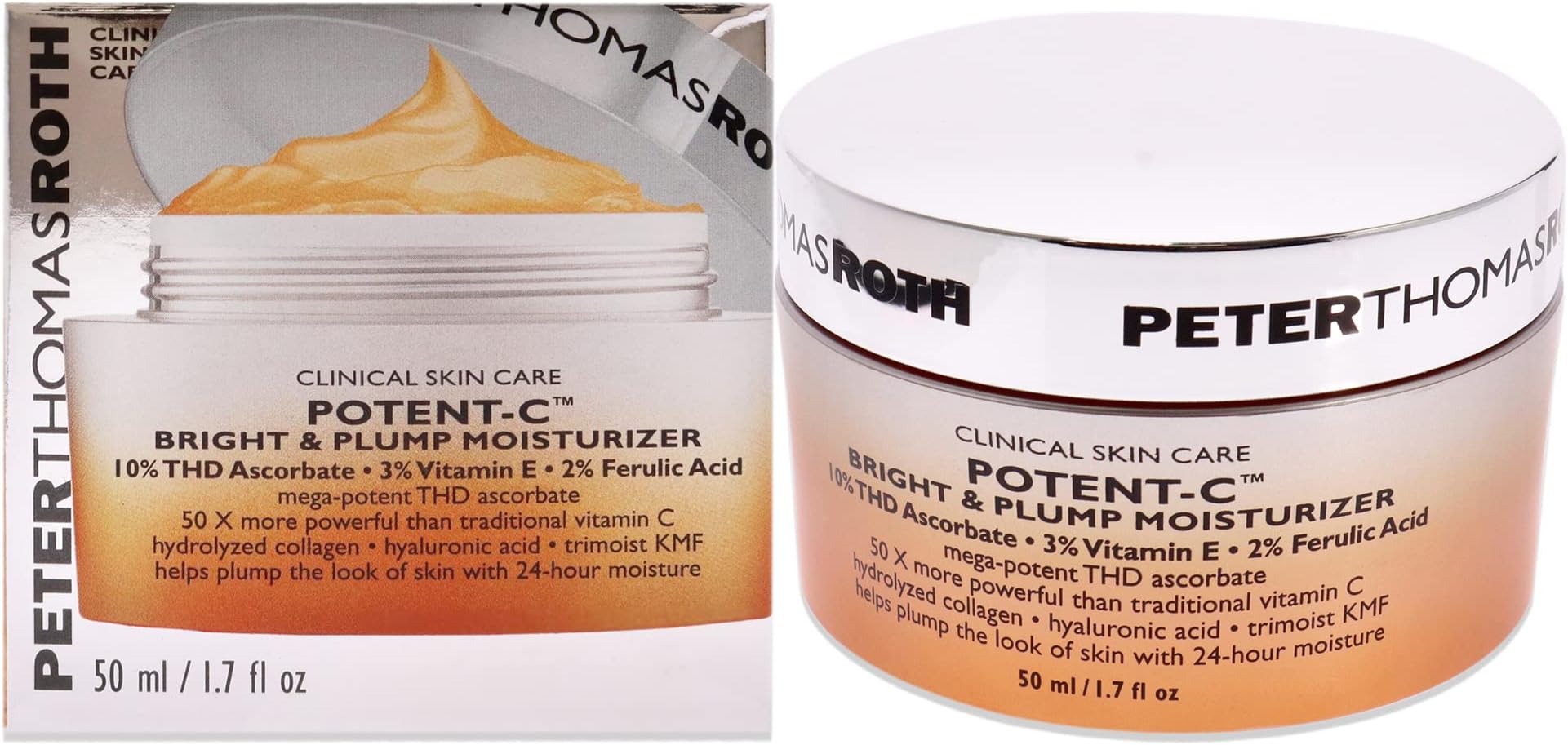 Peter Thomas Roth | Potent-C Bright & Plump Moisturizer | Brightening Vitamin C Moisturizer and Anti-Aging Cream with Collagen light blue 1.69 Fl Oz