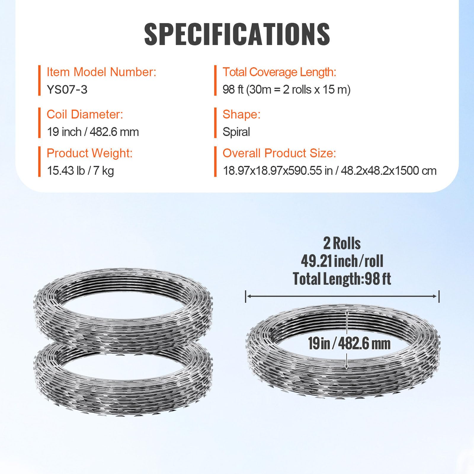 VEVOR Filo Spinato per Recinzione Rete Metallica 2 Rotoli x 15 m, Filo Spinato Doppia Bobina di Filo per Recinzione Giardino Artigianato Filo Spirale, Filo Spinato Zincato Recinzione per il Pascolo