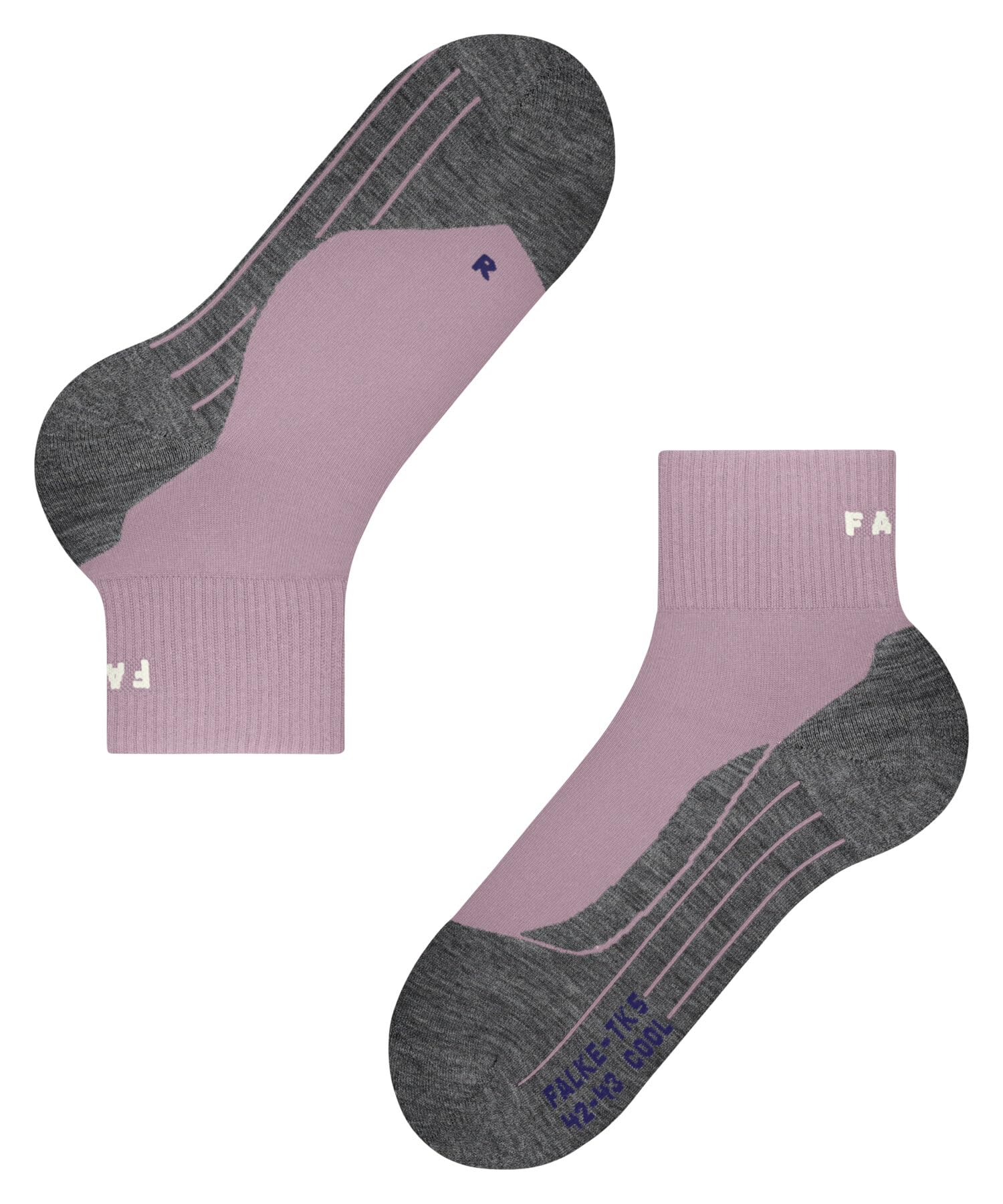 FALKE Kobiety Skarpety do wędrówek TK5 Wander Cool Short W Sso Oddychający I Szybkoschnący przeciw pęcherzom cienkie 1 Para, Różowy Thulit 8663, 39-40
