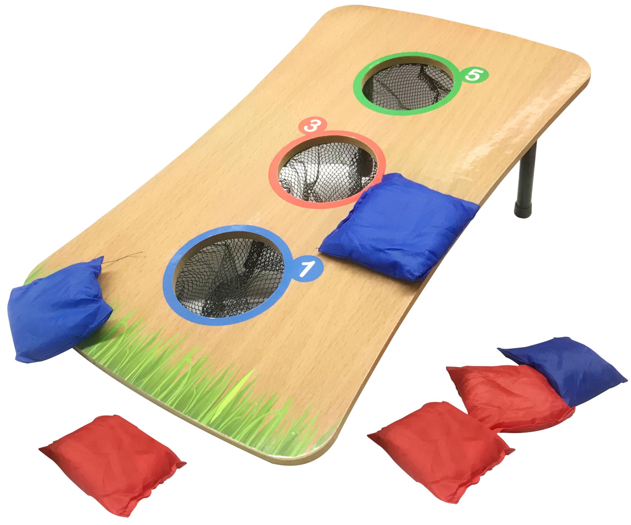 Bean Bag Toss Game – Wooden Cornhole Board with 6 Bean Bags – Indoor & Outdoor Garden Throwing Game for Kids & Family – Classic Corn Hole Set with Target Holes