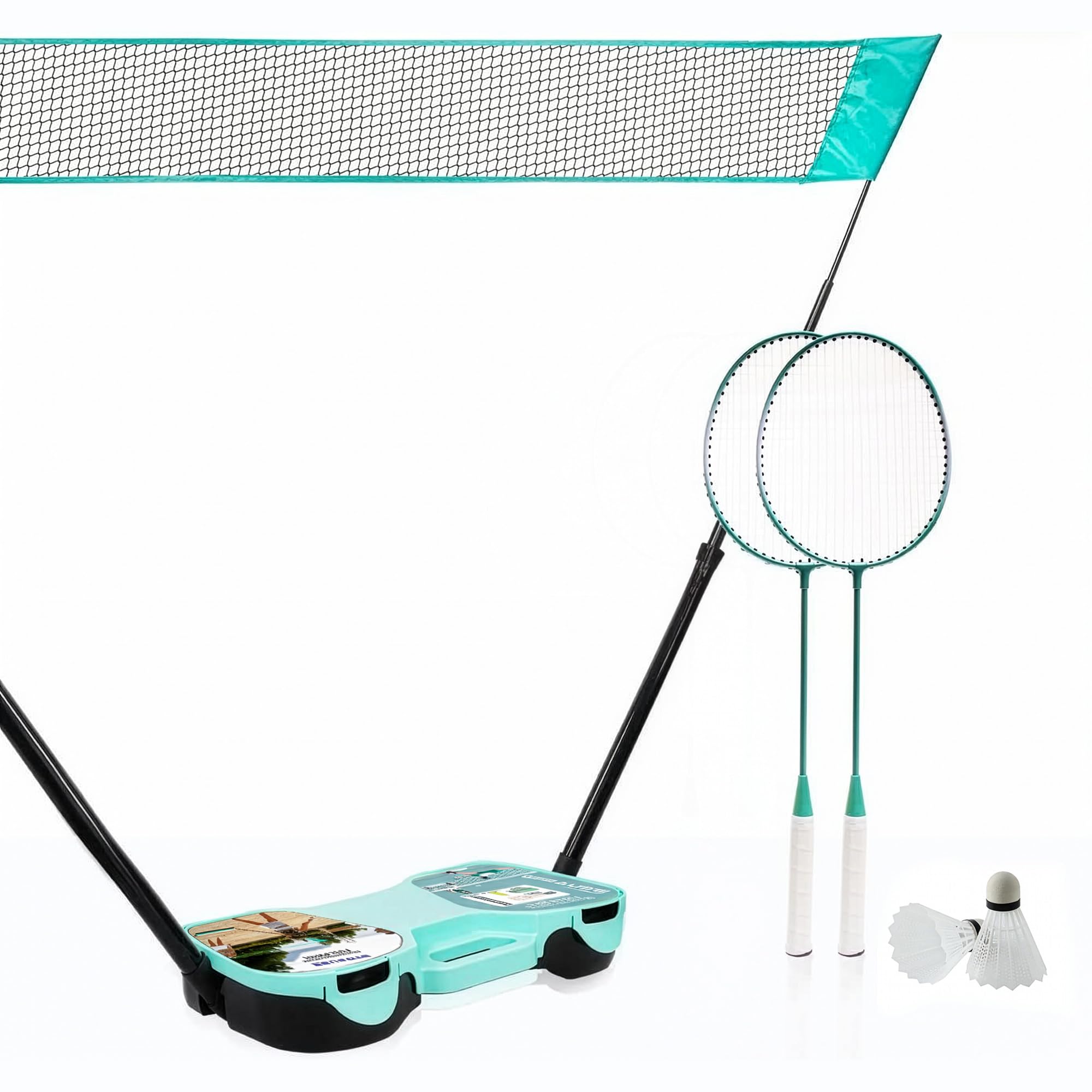 STRAUSS Badminton Rackets Set of 2 with Net & Shuttle | Durable Material Badminton Kit | Adjustable Height Net | Kit Bag | Shuttle Bats Set of 2 | Settle Cork Bat Set |with Replacement Parts