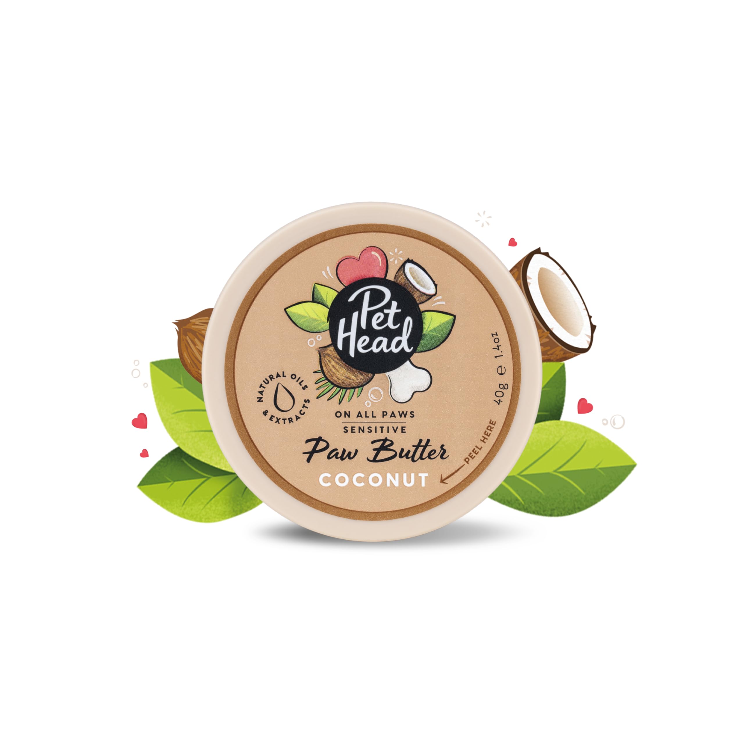 Pet Head On All Paws Kokospfotenbutter | Feuchtigkeitsbalsam für Hundepfoten | Beruhigt und pflegt Pfoten und Nasen | Professionelle Pflege | Sanfte Formel für Hunde und Welpen | 40g