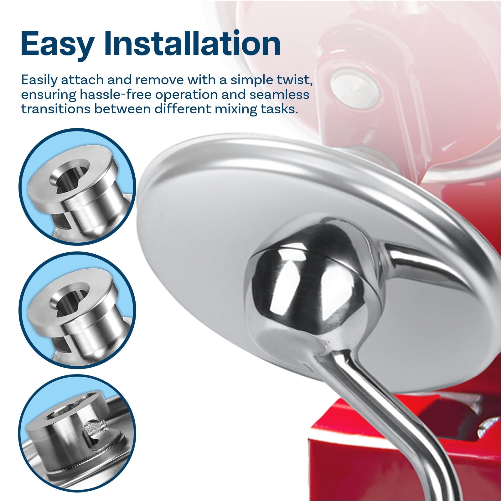 3-Cz. Zestaw ze Stali Nierdzewnej do KitchenAid 4,5-5 Quart Miksery Stojące z Uchylną Głowicą Serii Artisan i Classic firmy MMOBIEL – K45 Bicz, Trzepaczka Płaska i Hak do Ciasta - Można Myć w Zmywarce