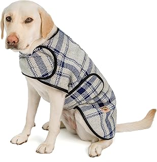 Chilly Dog Grey & Blue Plaid Dog Coat (X-Large)