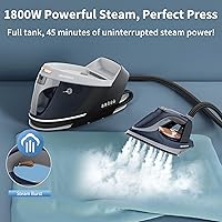 Vista 3 de Steam Station for Clothes with LED Screen, 1800W Steam Iron Ceramic Soleplate, Auto Shutoff, Self-clean, Anti-drip, 50.72oz Removable Water Tank