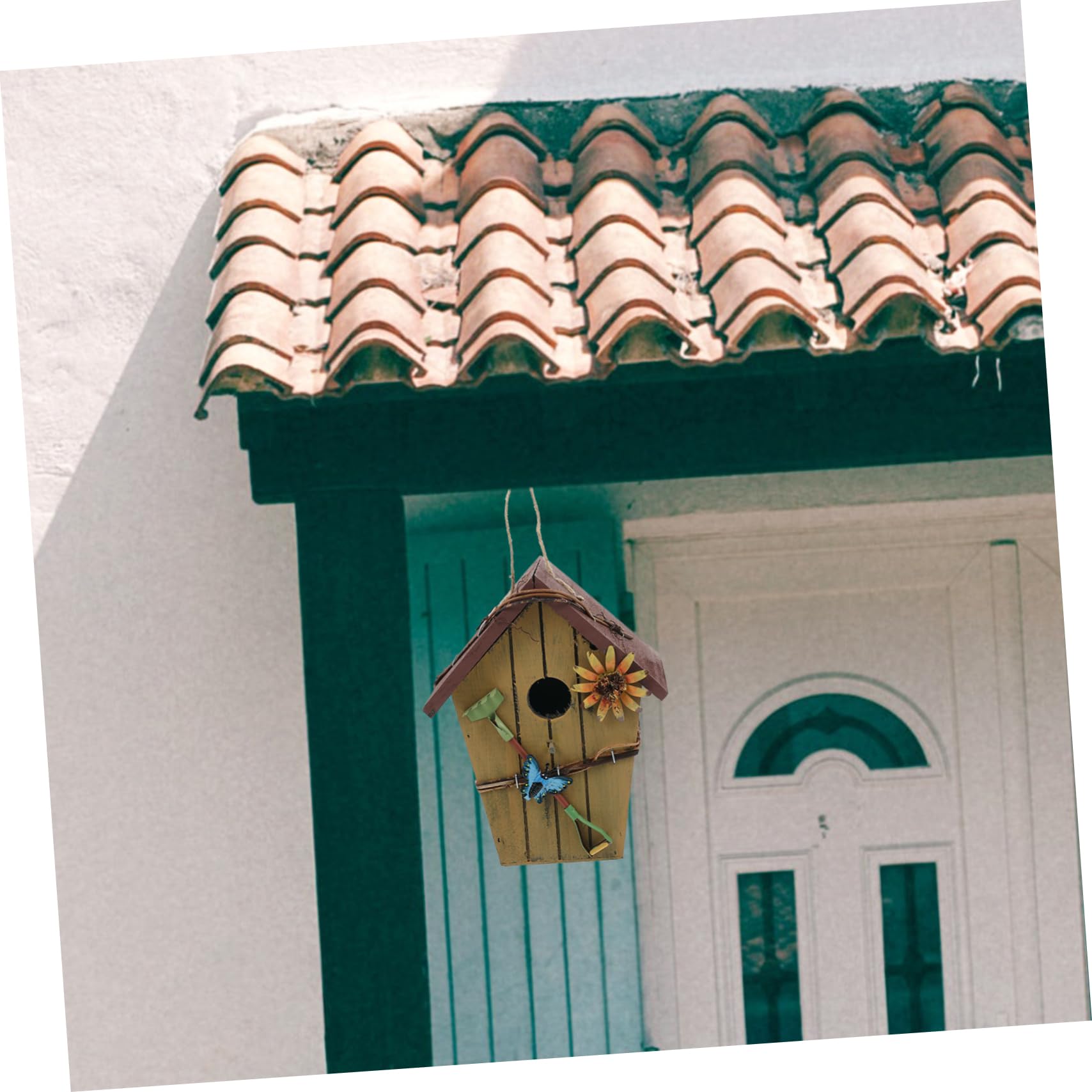 Casita de Madera para Pájaros Decorativa en Forma de Casa 2 Piezas | Aves Pequeñas y Amarillas, Uso en Balcón o Exterior, Acabado Artesanal
