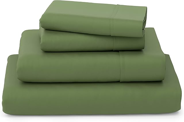 Cosy House Collection Luxury Bamboo Sheets - 4 Piece Bedding Set - Bamboo Viscose Blend - Soft, Breathable, Deep Pocket - 1 Duvet Cover, 1 Fitted Sheet, 2 Pillow Cases - King, Sage Green