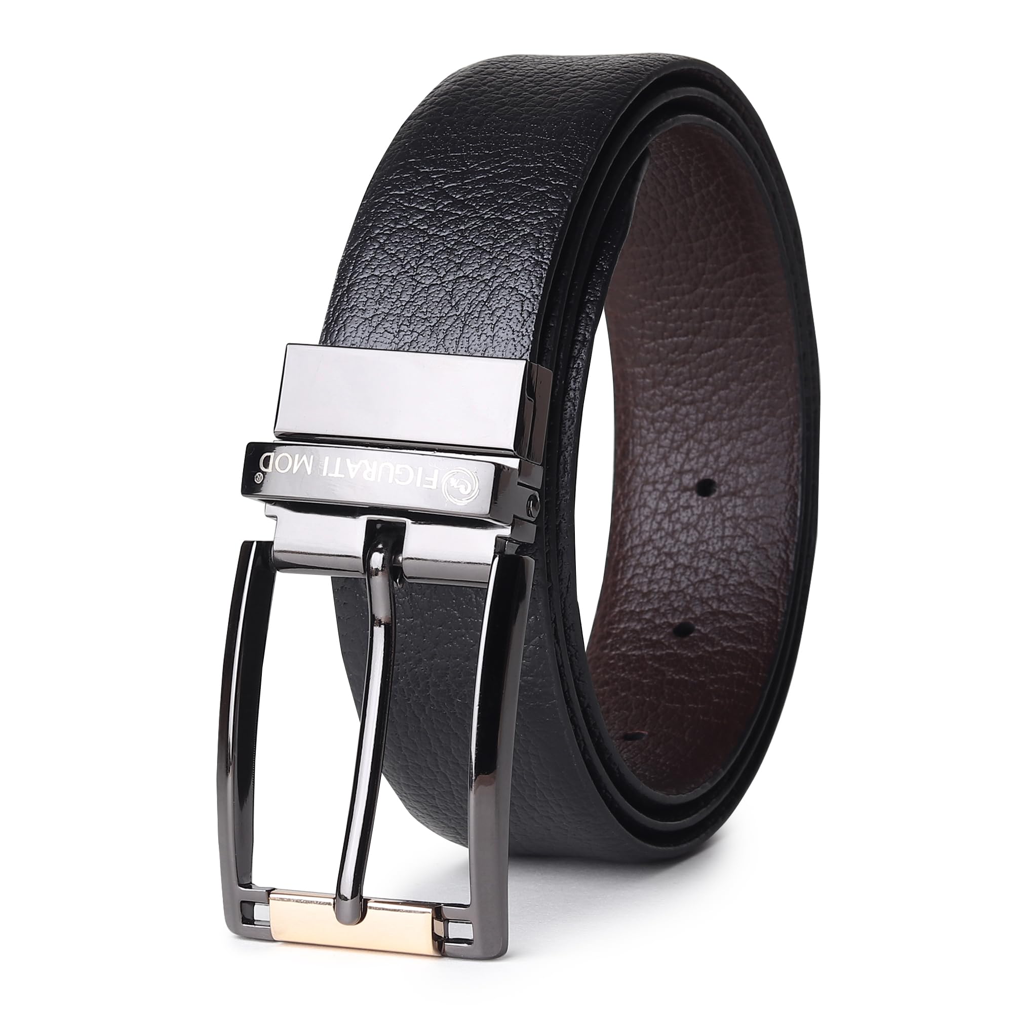 Genuine Leather Formal Belt For Men - Pin Buckle Design Reversible Belt | Sleek Design Nickel Coated Buckle | Adjustable Fit Upto 44 Inches Waist Size-image-45