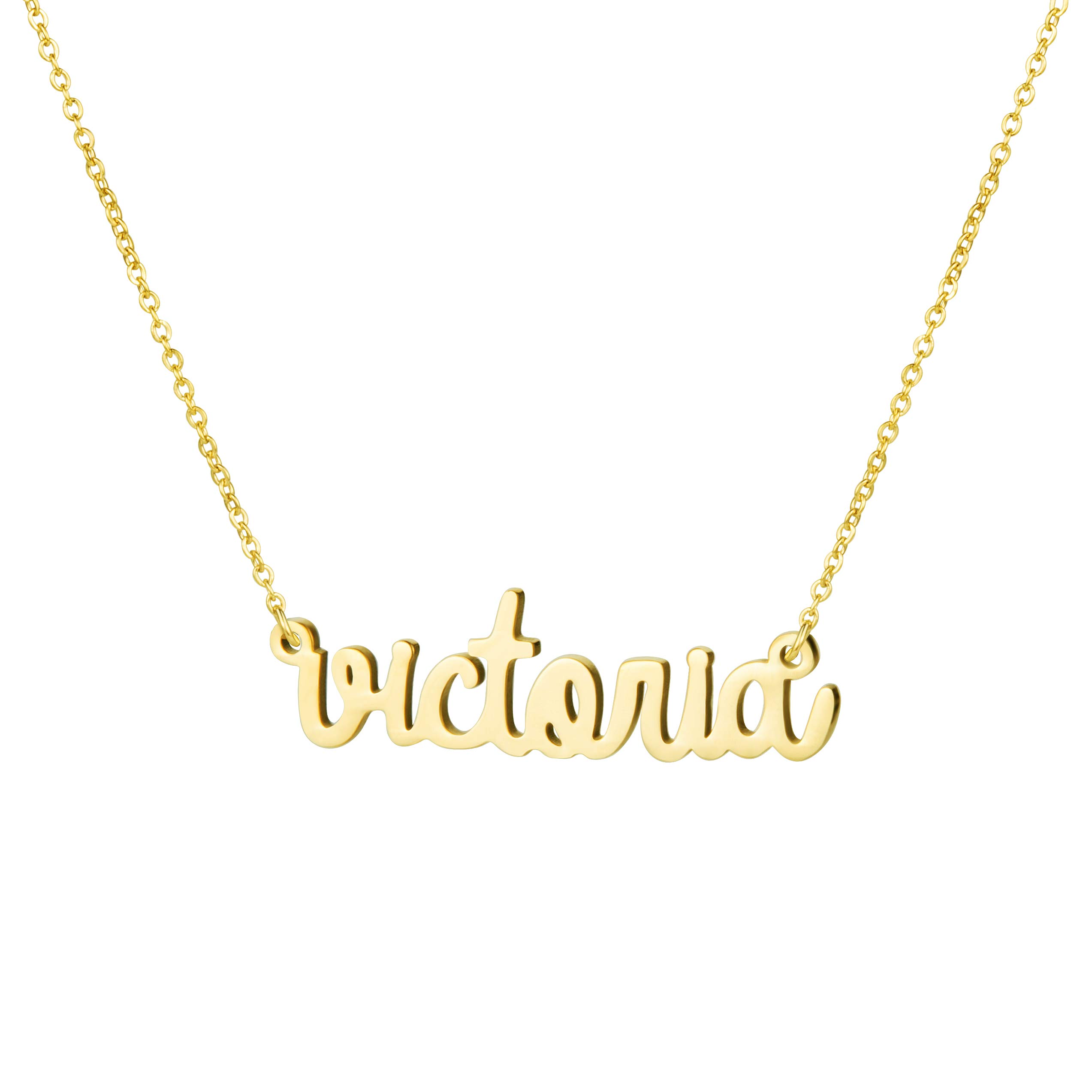 YiyangPersonalized Name Necklace 18K Gold Plated Stainless Steel pendant Jewelry Birthday Gift for Girls