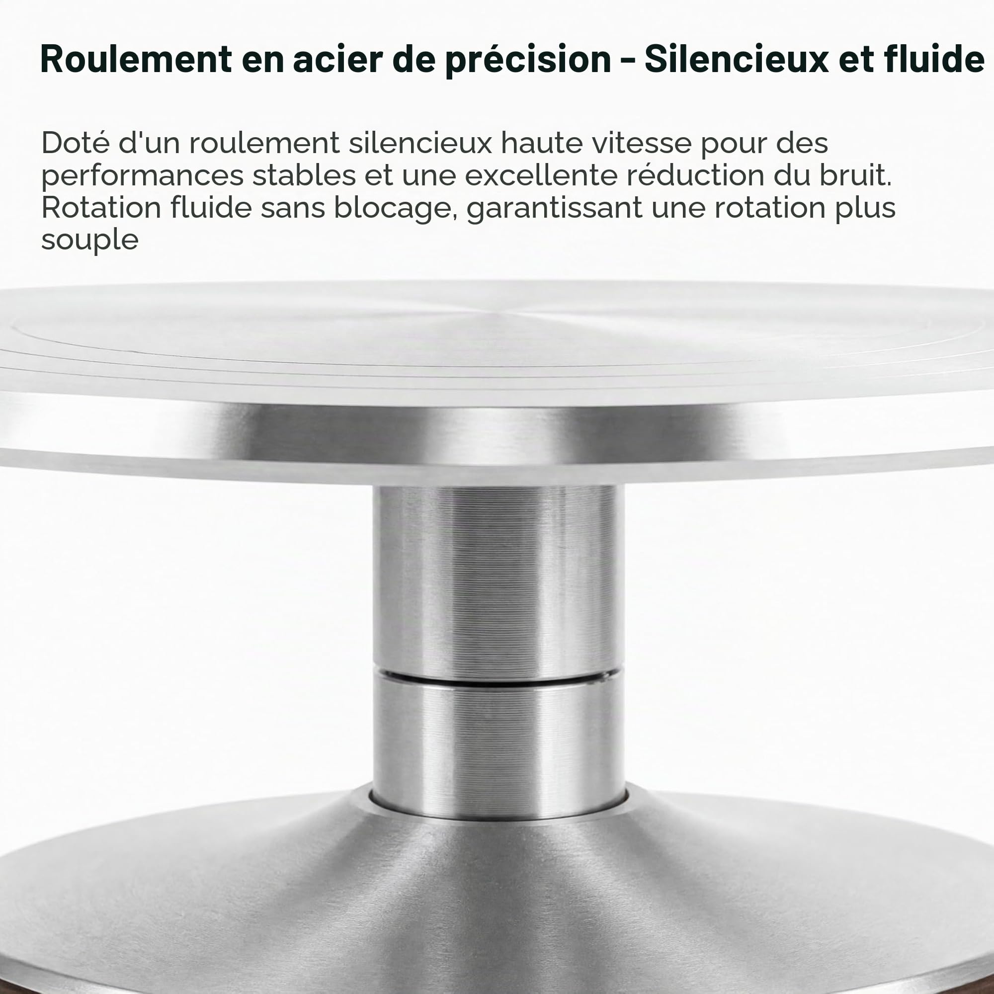 Plateau tournant à gâteaux en alliage d'aluminium 30,5 cm – Rotation lisse, base stable, facile à nettoyer – Idéal pour décorer des gâteaux et des pâtisseries