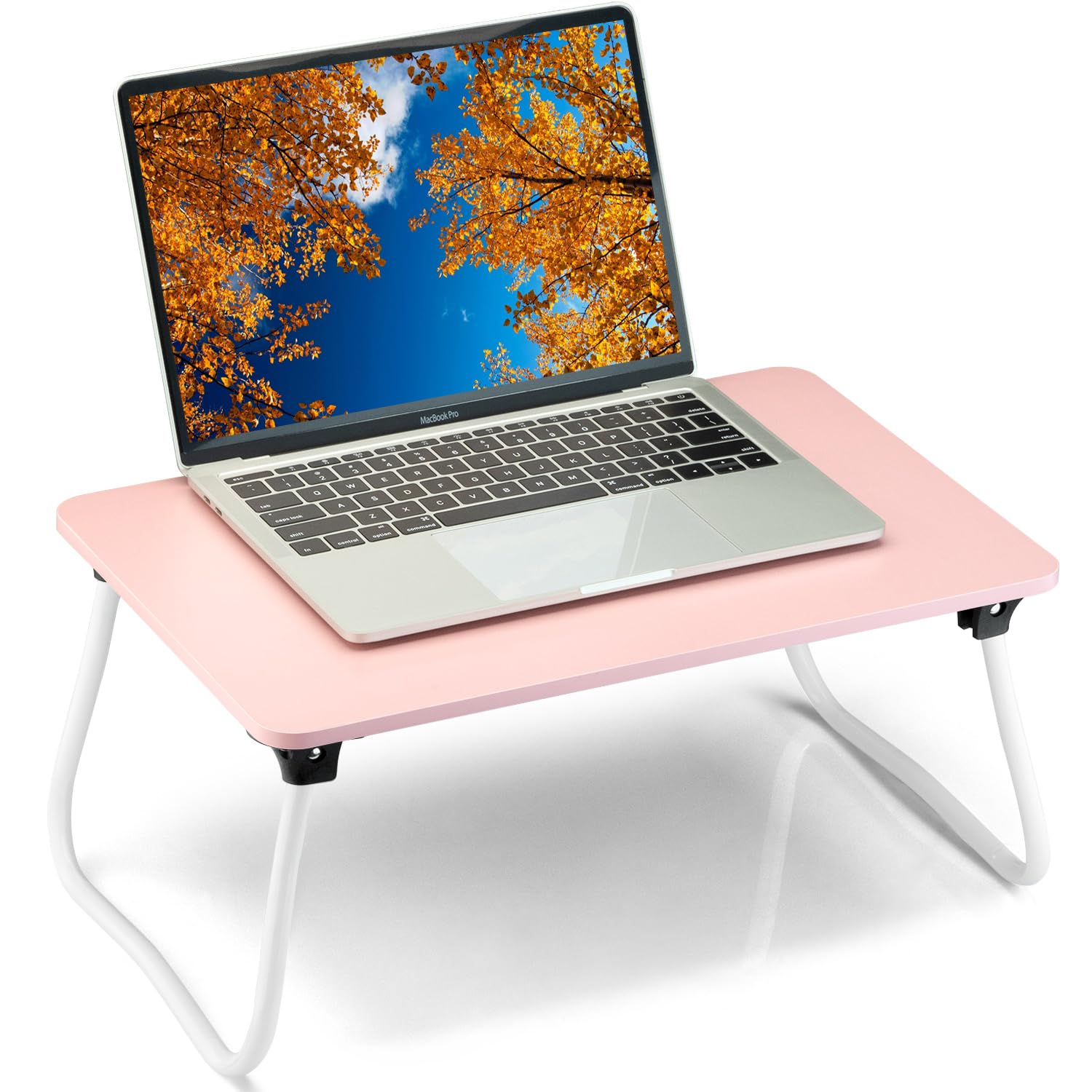 Komlyar Portable Lap Desk Bed Desk Lap Table Bed Table, Laptop Stand Breakfast Serving Tray, Foldable & Lightweight Mini Table, Lap Tablet Desk for Sofa Couch Floor - - Pink