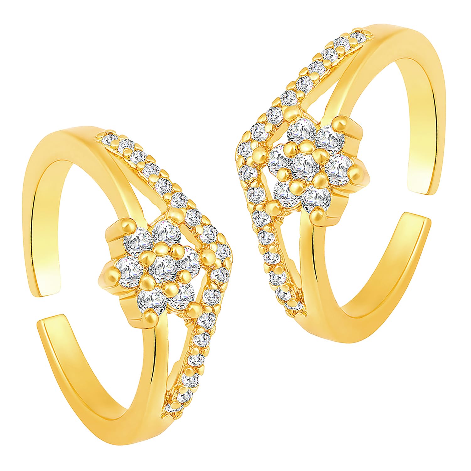 Peora White Cubic Zirconia Studded Gold Plated Fancy Toe Ring Adjustable Bichiya Fashion Jewellery Gift for Women (B0C7V4934H) Amazon Price History, Amazon Price Tracker