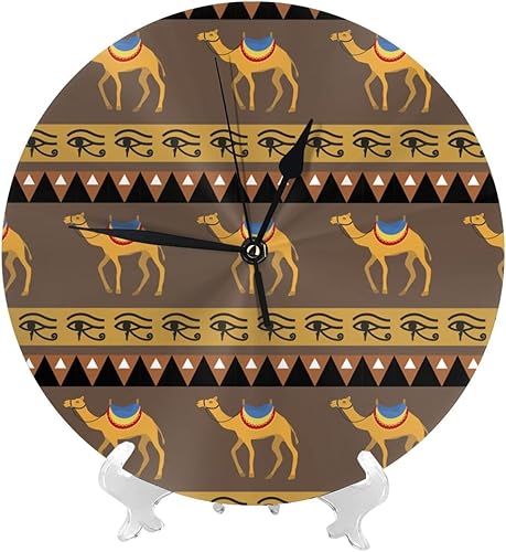 Miniatura 2 de Reloj de pared redondo de camello egipcio sin tictac, silencioso a pilas, de 10 pulgadas, estilo rústico retro rústico, decorativo, para sala de