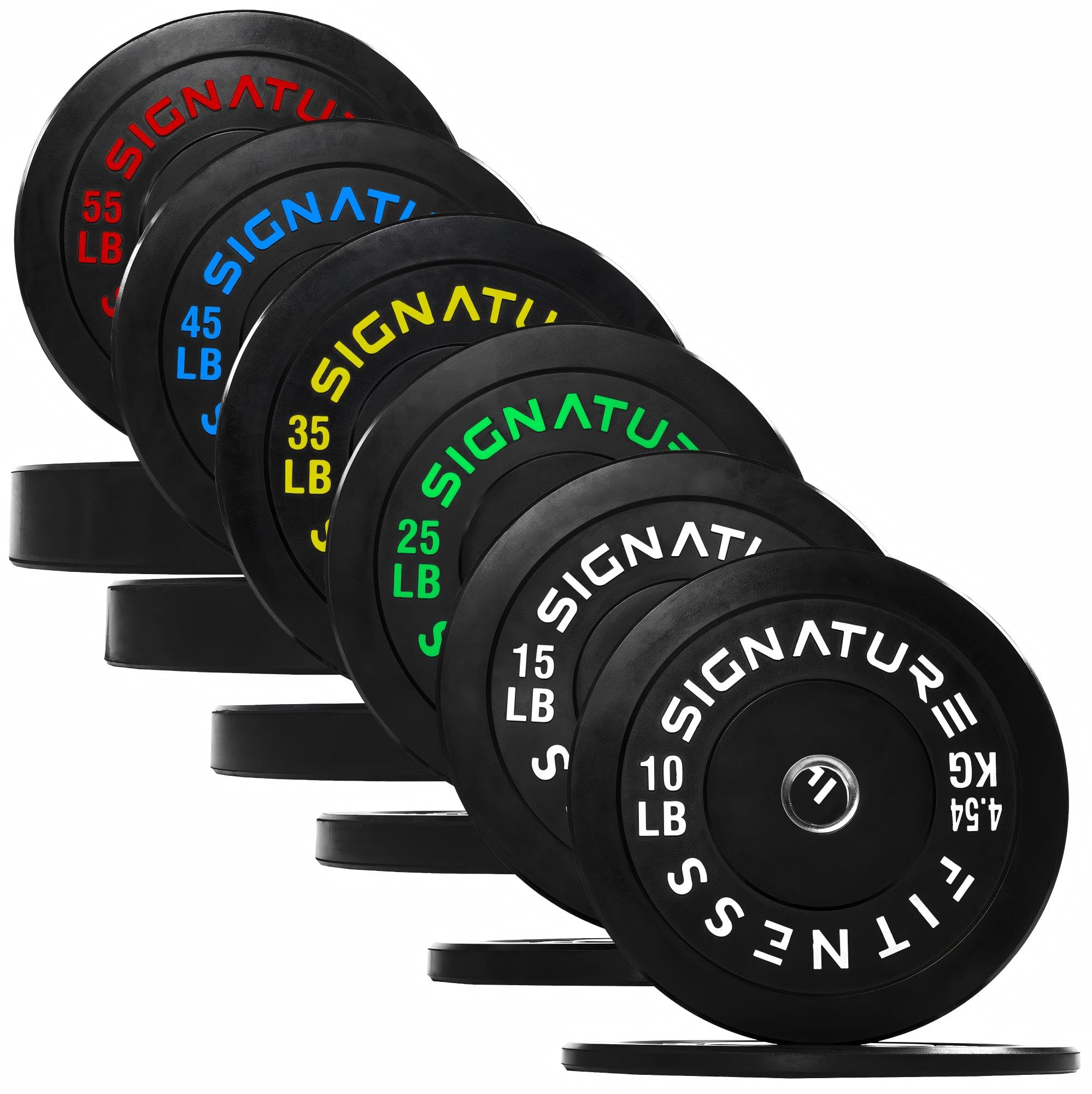 Photo 1 of Fitvids 2" Olympic Bumper Weight Plates Set for Barbell – 370LB Set (10/15/25/35/45/55 Pair) – Colored