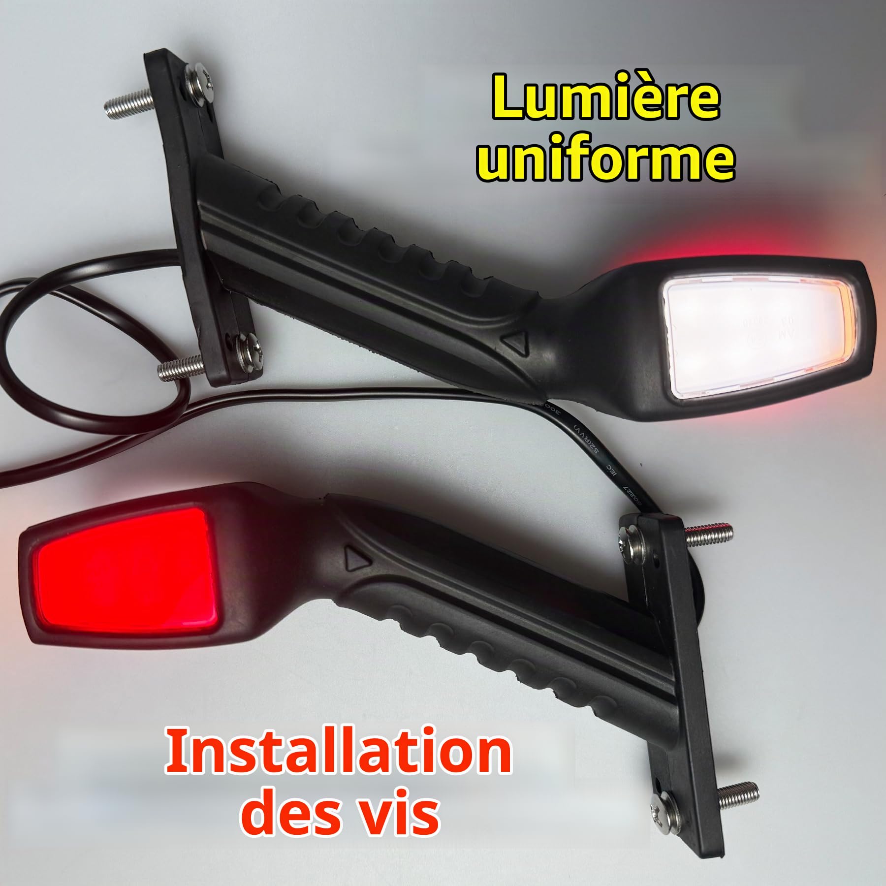 Lot de 2 Feux de Gabarit LED Caoutchouc Feu de Gabarit Latéral Feux d'encombrement LED Feu de Position Voiture Camion Caravane Lumière Blanc Rouge Orange ECE Etanche