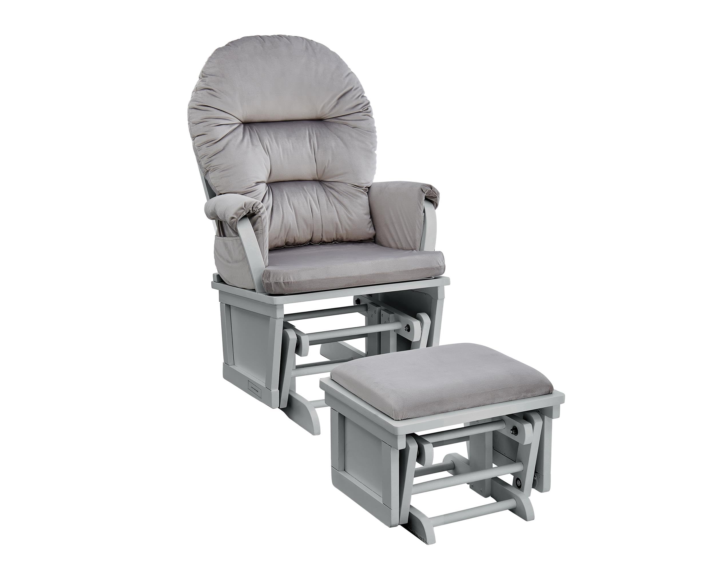 Suite Bebe Madison Nursery Rocking Chair with Ottoman, Wooden Glider for Baby Nursing, Smooth Gliding Rocker, Grey and Light Grey