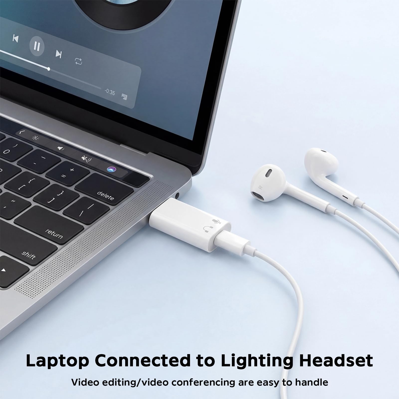 Adapter Lighting na USB C, obsługa audio, sterowanie linią dla iPhone'a 17/16/15, iPada Air/Pro/Mini, nie do ładowania/transferu danych | Sterowanie liniowe do iPhone'a 17/16/15, iPad Air/Pro/Mini, nie nadaje się do ładowania/przesyłania danych
