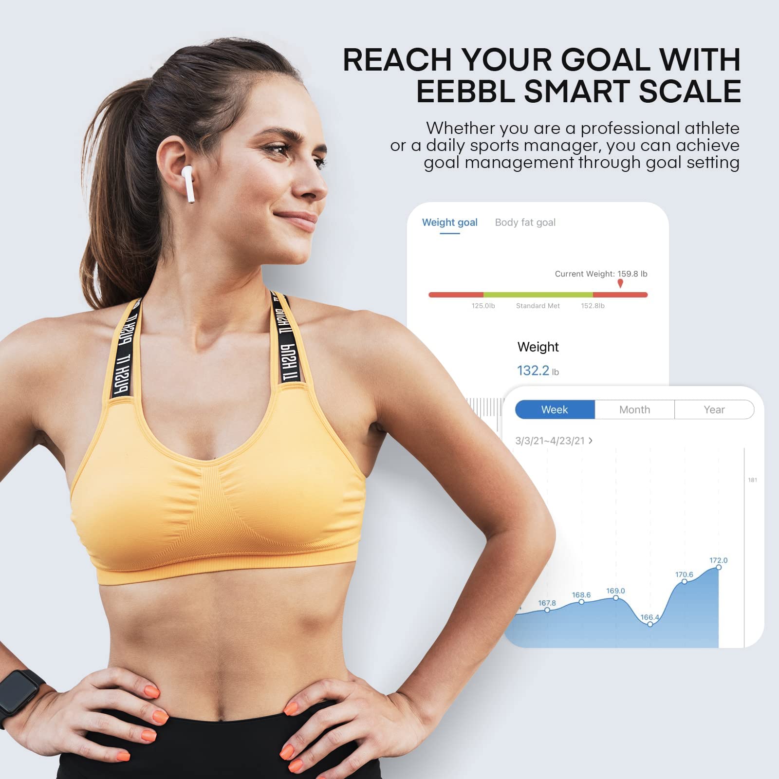 Bilancia pesapersone digitale Bluetooth per analisi del corpo con app Smart Bilancia per grasso corporeo, BMI, massa muscolare, proteina, BMR, nero